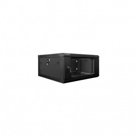 Lanberg wall-mounted installation rack cabinet 19'' 4U 600x600mm black (glass door)