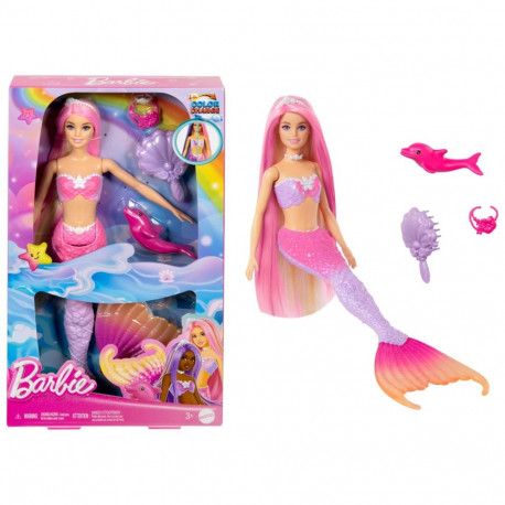 Barbie A Touch of Magic “Malibu” merineitsi nukk värvimuutva funktsiooniga, delfiinist lemmikloom ja