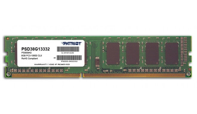 Patriot Memory 8GB PC3-10600 mälumoodul 1 x 8 GB DDR3 1333 MHz