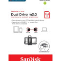 Sandisk Ultra Dual m3.0 USB mälupulk 64 GB USB Type-A / Micro-USB 3.2 Gen 1 (3.1 Gen 1) must, hõbeda