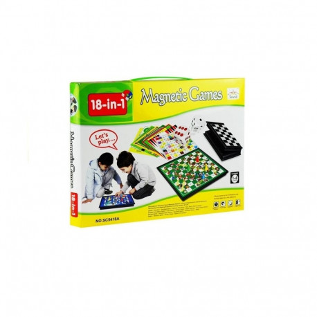 Zestaw Gier Rodzinnych 18w1 Szachy Magnetyczna Szachownica