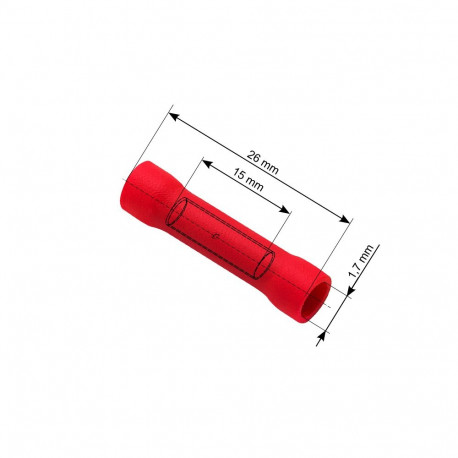 43-025# Konektor łącznik izolowany 1,7/26mm czerwony 100szt.