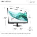 HP 327ph Series 3 Pro FHD Monitor - 27" 1920x1080 FHD 250-nit 100Hz AG, IPS, HDMI/VGA/DisplayPort, s