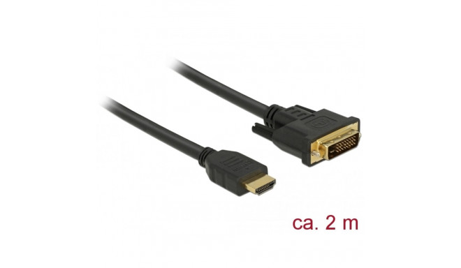 HDMI - DVI-D Dual Link kaabel 2.0m, kullatud 2560x1600@60Hz, (sign suund HDMI  DVI) töötab mõlemas