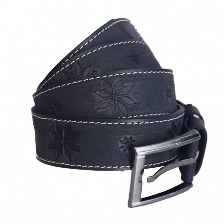 Nahast püksirihm ETNO rukkilill tumesinine 3,5 x 135 cm