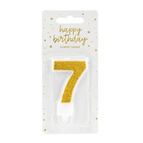 PartyDeco tordiküünal, kuldne, 7 cm, number 7