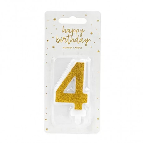 PartyDeco tordiküünal, kuldne, 7 cm, number 4