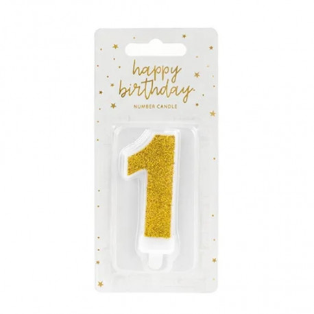 PartyDeco tordiküünal, kuldne, 7 cm, number 1