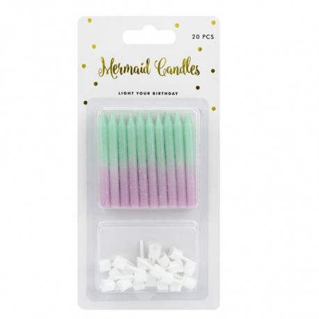 PartyDeco tordiküünal Merineitsi, 20 tk, koos küünlajalaga