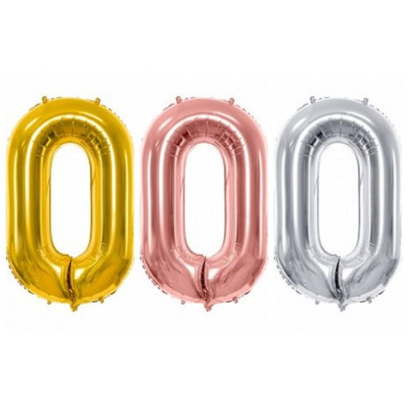 PartyDeco fooliumist õhupall, number 0, suur, 86 cm
