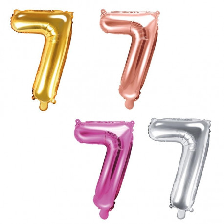 PartyDeco fooliumist õhupall, 35 cm, number 7
