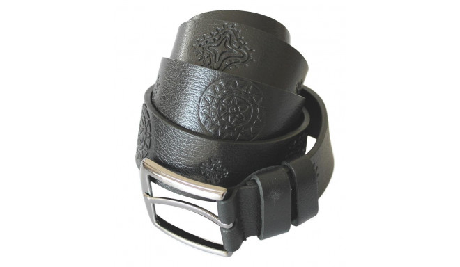 Nahast püksirihm ETNO päikeseratas must 3,5 x 115 cm