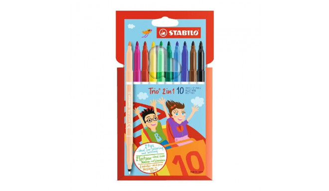 STABILO viltpliiats, Trio 2 in 1, 10 värvi
