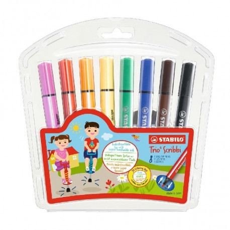 STABILO viltpliiats, Trio Scribbi, jäme, 8 värvi