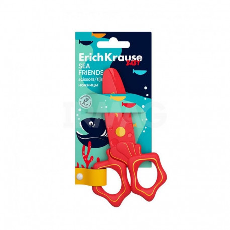 Plastic scissors ErichKrause Sea friends, 12 cm, assorted (blister 1 pc.)