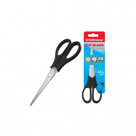 Scissors ErichKrause EasyCut, 17 cm, black (blister 1 pcs)