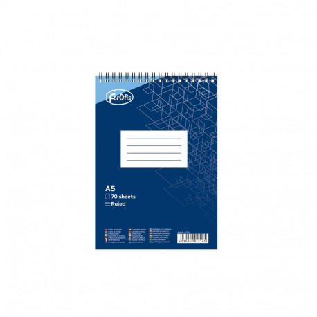 Folder in spiral binding from top A5 FORPUS lined cardboard covers 70 pages