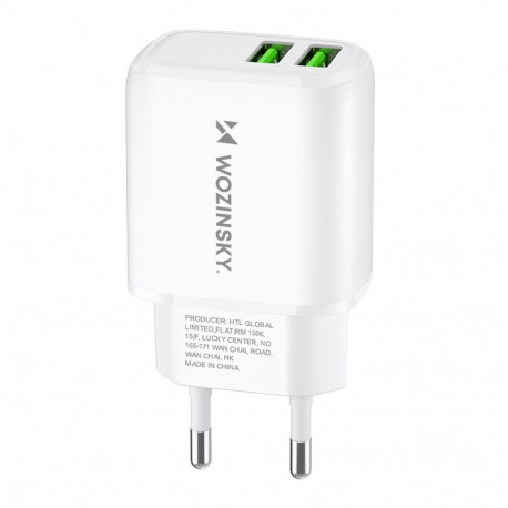 Wozinsky Wozinsky CUWCW 2.4A 2 x USB-A Wall Charger - White