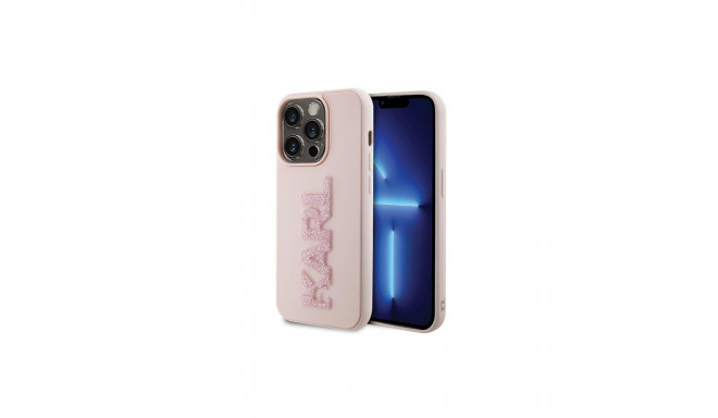 Karl Lagerfeld Karl Lagerfeld 3D Rubber Glitter Logo case for iPhone 15 Pro - pink