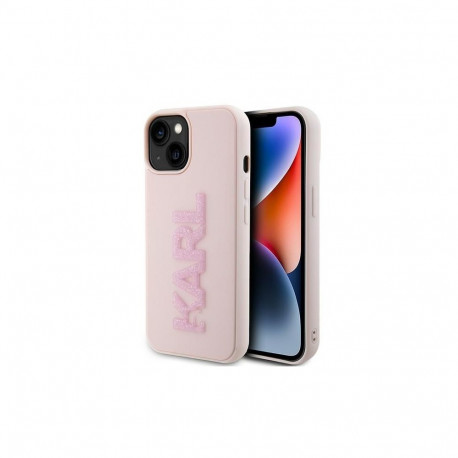 Karl Lagerfeld Karl Lagerfeld 3D Rubber Glitter Logo case for iPhone 15 - pink