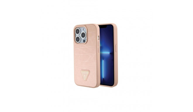 Guess Guess Croco Triangle Metal Logo case for iPhone 15 Pro - pink