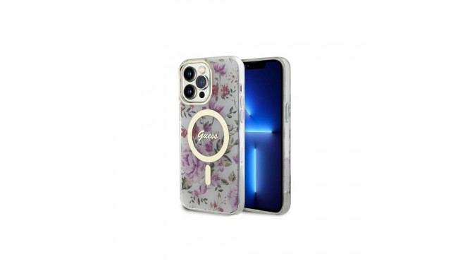 Guess Guess GUHMP14XHCFWST iPhone 14 Pro Max 6.7" transparent hardcase Flower MagSafe