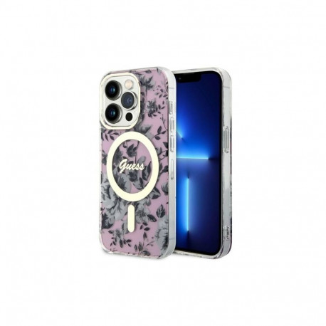 Guess Guess GUHMP14XHCFWSP iPhone 14 Pro Max 6.7" pink/pink hardcase Flower MagSafe