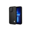 BMW Case BMW BMHCP14X22RBDK iPhone 14 Pro Max 6.7" black/black hardcase Leather Blue Dots