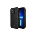 BMW Case BMW BMHMP14X22RFGK iPhone 14 Pro Max 6.7" black/black Leather Diamond Pattern MagSafe