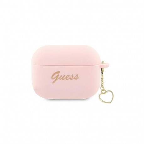 Guess Guess GUAP2LSCHSP AirPods Pro 2 cover pink/pink Silicone Charm Heart Collection