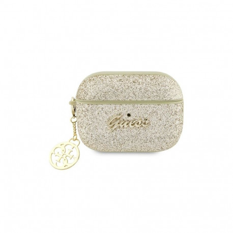 Guess Guess GUAP2GLGSHD AirPods Pro 2 cover gold/gold Glitter Flake 4G Charm
