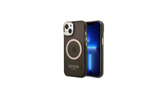 Guess Guess GUHMP14SHTCMK iPhone 14 6.1" black/black hard case Gold Outline Translucent MagSafe