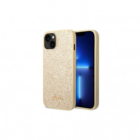 Guess Guess Glitter Script Case for iPhone 14 Plus - Gold