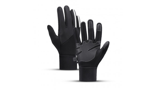 Hurtel Insulated, anti-slip sports phone gloves (size XL) - black