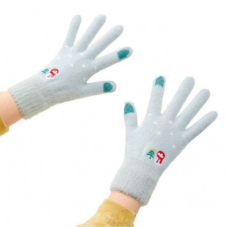 Hurtel Women's winter telephone gloves with a snowman and a Christmas tree - green