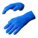 Hurtel Braided telephone gloves with cutouts for fingers - blue