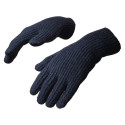 Hurtel Braided telephone gloves with cut-outs for fingers - black