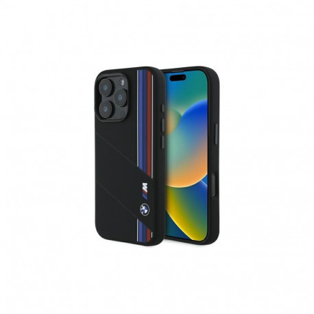 BMW BMW BMHMP16L23SCUK iPhone 16 Pro 6.3" black/black hardcase Silicone Cut Tricolor Lines MagSafe