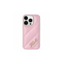 Karl Lagerfeld Karl Lagerfeld Diagonal Quilted Script case for iPhone 14 / 15 / 13 - pink