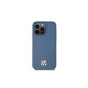 DKNY DKNY Leather Pattern Metal Logo MagSafe Case for iPhone 15/14/13 - Blue