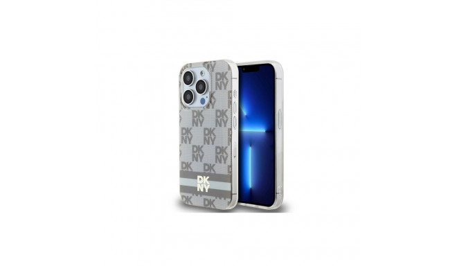 DKNY DKNY IML Checkered Mono Pattern & Printed Stripes MagSafe case for iPhone 13 Pro Max - beige