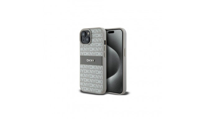 DKNY DKNY Leather Mono Stripe & Metal Logo case for iPhone 15 / 14 / 13 - beige