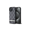 DKNY DKNY Leather Checkered Mono Pattern & Printed Stripes Case for iPhone 15/14/13 - Black