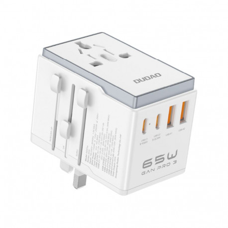 Dudao Dudao A65Pro 65W EU / US / JP / AUS / UK travel adapter 2x USB-C 2x USB-A - white