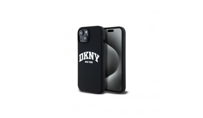 DKNY DKNY Liquid Silicone White Printed Logo MagSafe Case for iPhone 15 / 14 / 13 - Black