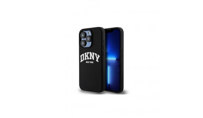 DKNY DKNY Liquid Silicone White Printed Logo MagSafe Case for iPhone 13 Pro / 13 - Black