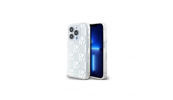 DKNY DKNY Liquid Glitter Multilogo case for iPhone 15 Pro - white