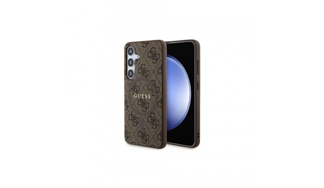 Guess Guess 4G Collection Leather Metal Logo MagSafe Case for Samsung Galaxy S24 - Brown