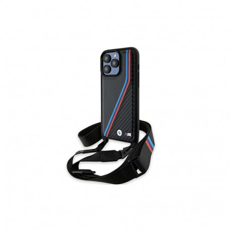BMW BMW M Edition Carbon Tricolor Lines & Strap case for iPhone 15 Pro Max - black