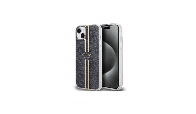 Guess Guess IML 4G Gold Stripe case for iPhone 15 Plus / 14 Plus - black
